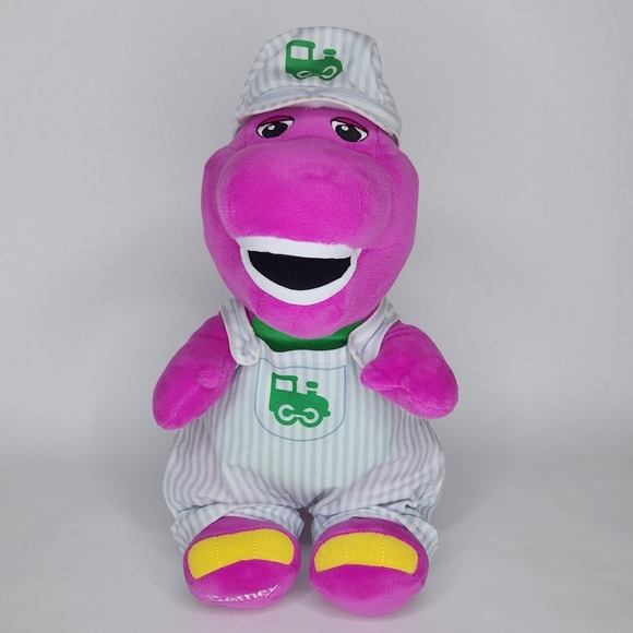 Barney Train Conductor Plush Dinosaur - Picture 1 of 7
